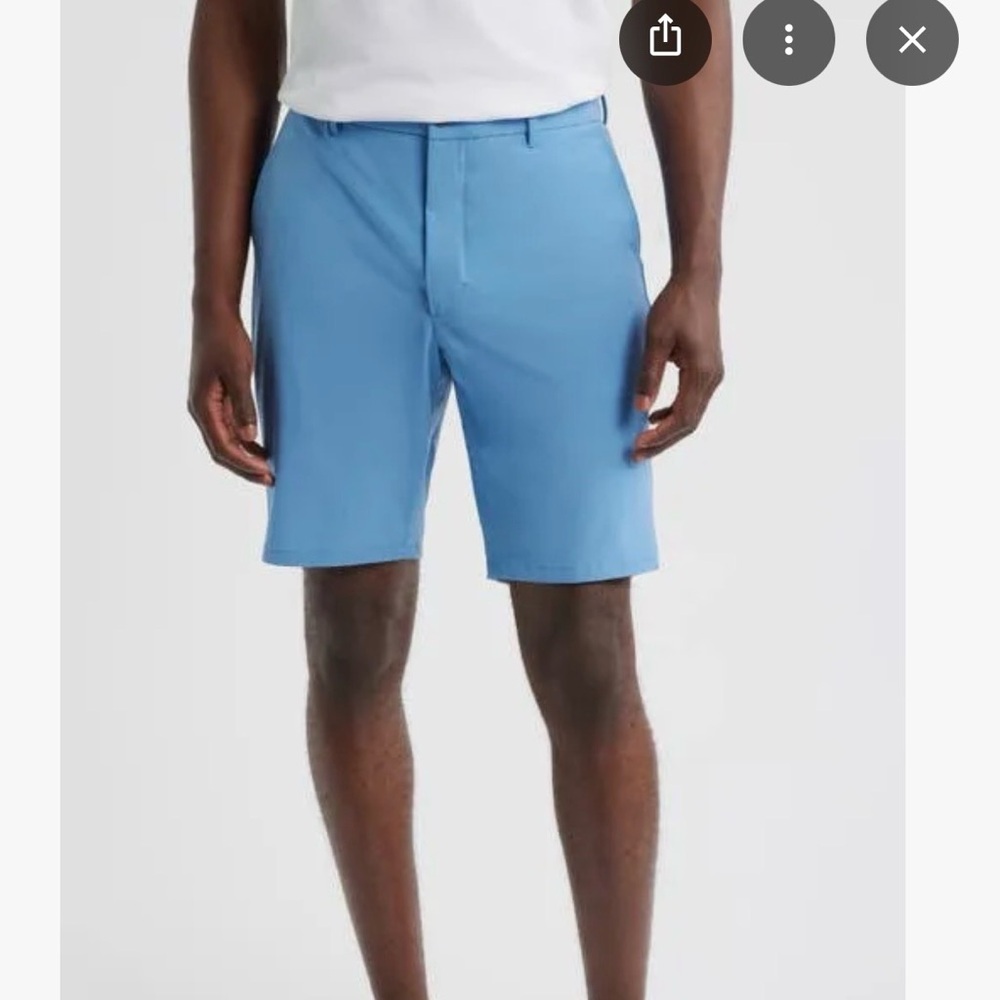 Johnnie-O 9” Men’s Mulligan Flat Front  Shorts Blue Size 36 Performance Golf